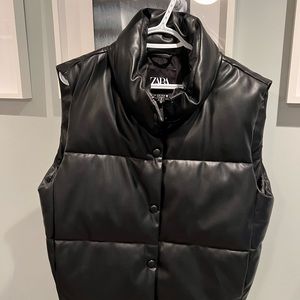 Zara Faux Leather Puffer Vest